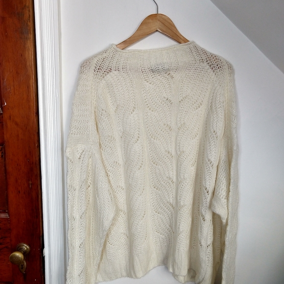J.CREW Pointelle Cable Chunky Knit Sweater Ivory - Picture 3 of 7